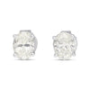 Boucles d'oreilles clous solitaire 4 griffes en or blanc 18 carats, taille ovale totale 1 carat