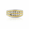 14k White and Yellow Gold Striped Mens Diamond Cluster Ring
