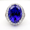 18.06 Carat AAAA Tanzanite 18K White Gold Split Shank Ring