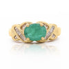 1.59 Carat Oval Cut Emerald & Diamond 14K Gold East West Ring