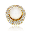 Bague cocktail en or jaune 18K avec perle d'eau douce des mers du Sud de 3 carats et diamant
