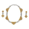 43 Carat 3 Tone Gold & Diamond Pave Necklace and Earring Set
