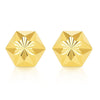 7mm 14K Gold Diamond Cut Hexagon Star Stud Earrings