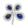 Antike GIA-zertifizierte 6ct Cabochon-Saphir- und Diamant-Brosche
