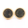 Authentic Roman Coin 14K Gold Bezel Set Stud Earrings With Lever Backs