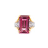 GIA-zertifizierter 15,07 Karat Smaragdschliff Pinker Turmalin und Diamant Ring