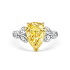 Bague en Platine avec Diamant Poire Fancy Jaune & Blanc de 2,07 Carats Certifié GIA