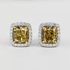 GIA Certified 5.12 Carat Fancy Brownish Greenish Yellow Diamond Stud Earrings