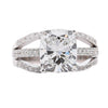 IGI Cert. 4.04 Carat Cushion Lab Grown Diamond Triple Band Engagement Ring