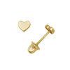 Mini 14k Gold Heart Stud Earrings On Screw Backs
