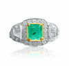 Natural Colombian Emerald Cocktail in 18k white gold Ring