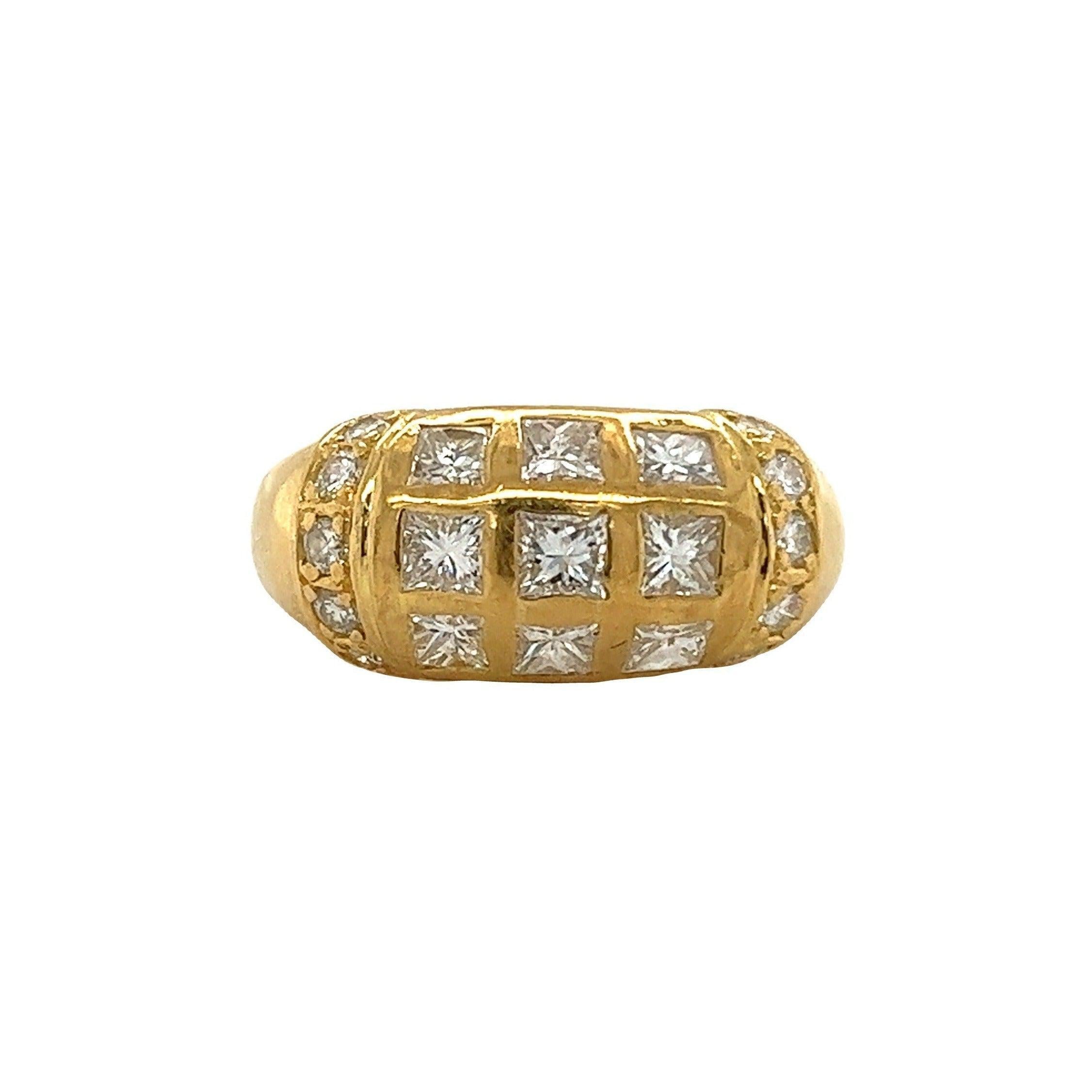 Princess Cut Diamond Cluster Dome Ring in 18k Yellow Gold – ASSAY