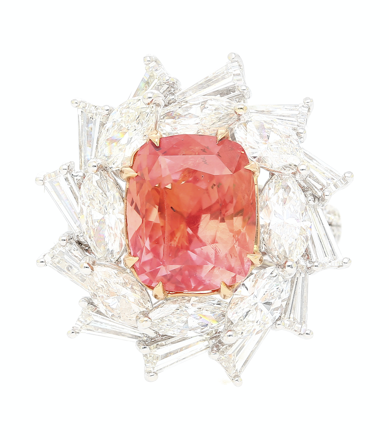 Padparadsha No Heat Ceylon Sapphire Ring 