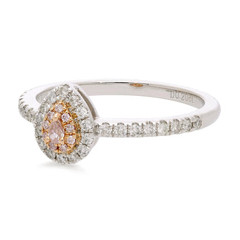 0.03 Carat Fancy Pink Pear Diamond Double Halo in 18K White Gold Statement Ring – Assay Jewelers