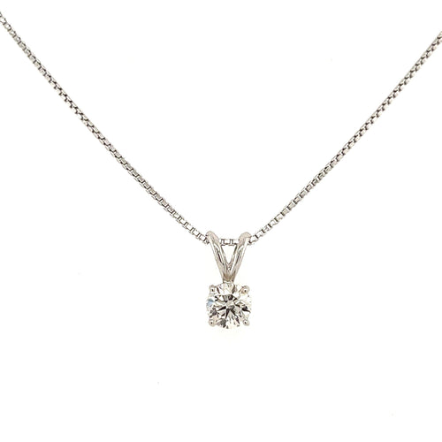 3 carat Round Lab Grown Diamond Solitaire Pendant in 14K White Gold