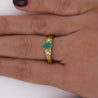 0.75 Carat Oval Cut Emerald & Diamond 3 Stone 14k Ring