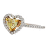 0.77 Carat Floating Fancy Yellow Heart Diamond & Diamond Halo Engagement Ring