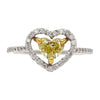 0.77 Carat Floating Fancy Yellow Heart Diamond & Diamond Halo Engagement Ring