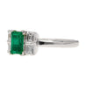 0.98 Carat Baguette Colombian Emerald, Diamond Platinum Thin Ring