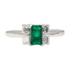 0.98 Carat Baguette Colombian Emerald, Diamond Platinum Thin Ring