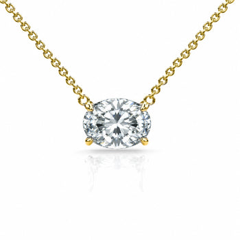 1-3 Carat Oval Lab Diamond East West 14K Gold Floating Pendant Necklace – Assay Jewelers