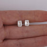 1-4 Carat Emerald Cut Prong Set Diamond in 14K White Gold Stud Earrings