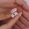 1 Carat Diamond Box Cluster Illusion Set 14K Gold Cluster Stud Earrings