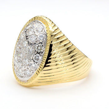 1 Carat Diamond Cluster Ribbed Dome 18K Gold Two Tone Ring – Assay Jewelers