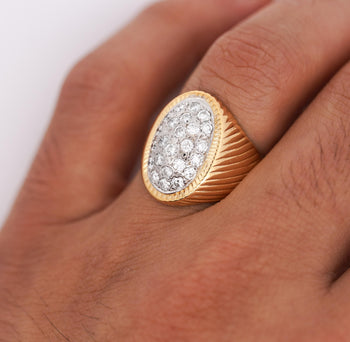 1 Carat Diamond Cluster Ribbed Dome 18K Gold Two Tone Ring – Assay Jewelers