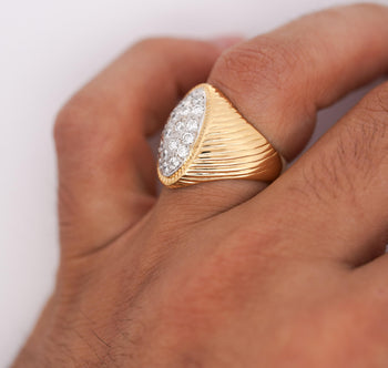 1 Carat Diamond Cluster Ribbed Dome 18K Gold Two Tone Ring – Assay Jewelers