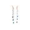 10 Carat Blue Sapphire & Diamond Dangle Drop Ear Climb Chandelier Earrings