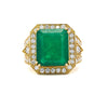 10 Carat Colombian Emerald & Diamond Halo Split Shank in 18K Gold Statement Ring