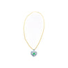 10 Carat Heart-Shape Colombian Emerald, Aquamarine, and Diamond 18K Necklace