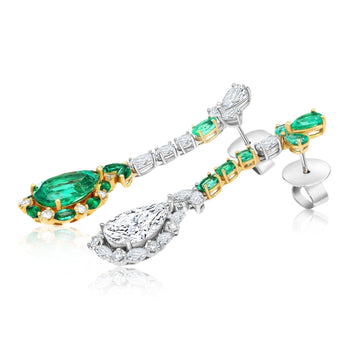 10 Carat Natural Emerald and Diamond Mirrored Drop Earrings in 18K Gold – Assay Jewelers