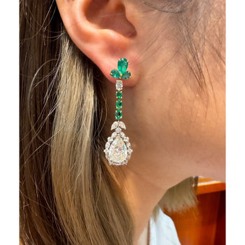 10 Carat Natural Emerald and Diamond Mirrored Drop Earrings in 18K Gold – Assay Jewelers