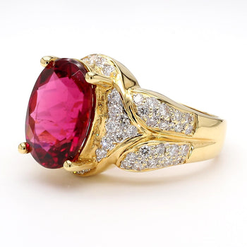 10 Carat Rubellite Tourmaline Diamond 18K Gold Vintage Cocktail Ring – Assay Jewelers