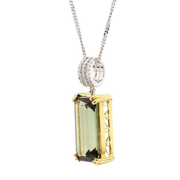 10.52 Carat Forrest Green Tourmaline Emerald Cut 18K Gold Pendant Necklace – Assay Jewelers