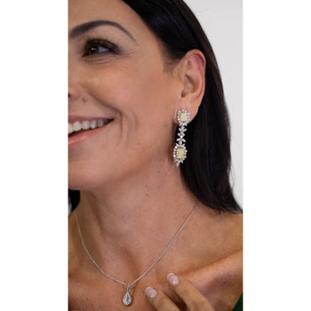 10.75 Carat Radiant-Cut VVS1 Fancy Yellow Diamond Drop Earrings in 18K White Gold – Assay Jewelers