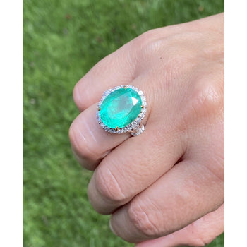 11 carat Colombian Emerald and Diamond Ring in 18k solid white gold – Assay Jewelers