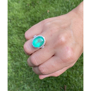 11 carat Colombian Emerald and Diamond Ring in 18k solid white gold – Assay Jewelers