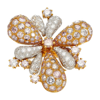 11.9 Carat Pink and White Diamond Pendant Necklace and Ring Flower Motif Jewelry Set in 18K Rose & White Gold – Assay Jewelers
