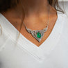 11ct Cabochon Drop Emerald Diamond Floral Platinum Necklace