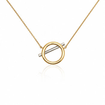 1/2 Carat Diamond Pave Circle & Bar Toggle 14K Yellow Gold Pendant Necklace – Assay Jewelers
