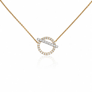 1/2 Carat Diamond Pave Circle & Bar Toggle 14K Yellow Gold Pendant Necklace – Assay Jewelers
