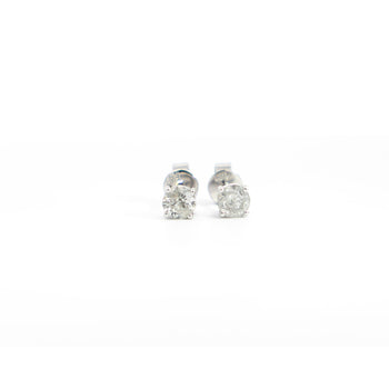 1/2 Carat Natural Diamond 4-Prong Basket Stud Earrings In 14K White Gold – Assay Jewelers