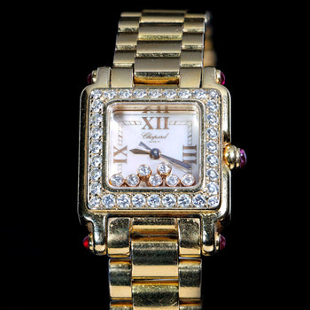 Chopard Happy Sport 27/6851-21/11 Diamond and Ruby 18K Rose Gold Full Set Watch – Assay Jewelers