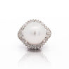 13mm South Sea Pearl & Baguette Diamond Halo Platinum Ballerina Ring