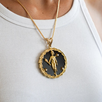 14K Gold Christian Medallion "Cupid" and Black Onyx Medallion Pendant – Assay Jewelers
