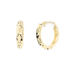 14K Gold Diamond Cut 13mm Huggie Hoop Earrings