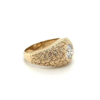 Bague pour homme style pépite en or 14K avec diamant de laboratoire de 2 carats – Assay Jewelers